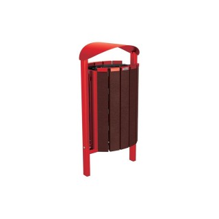 Corbeille Silaos acier et plastique recyclé 50 litres Procity - Scellement direct - Sans cendrier - Rouge signalisation
