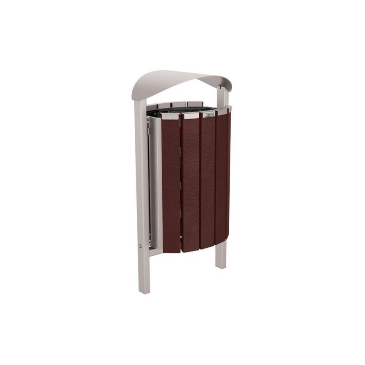 Corbeille Silaos acier et plastique recyclé 50 litres Procity - Scellement direct - Sans cendrier - Gris soie