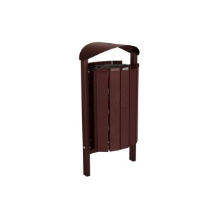 Corbeille Silaos acier et plastique recyclé 50 litres Procity - Scellement direct - Sans cendrier - Brun chocolat
