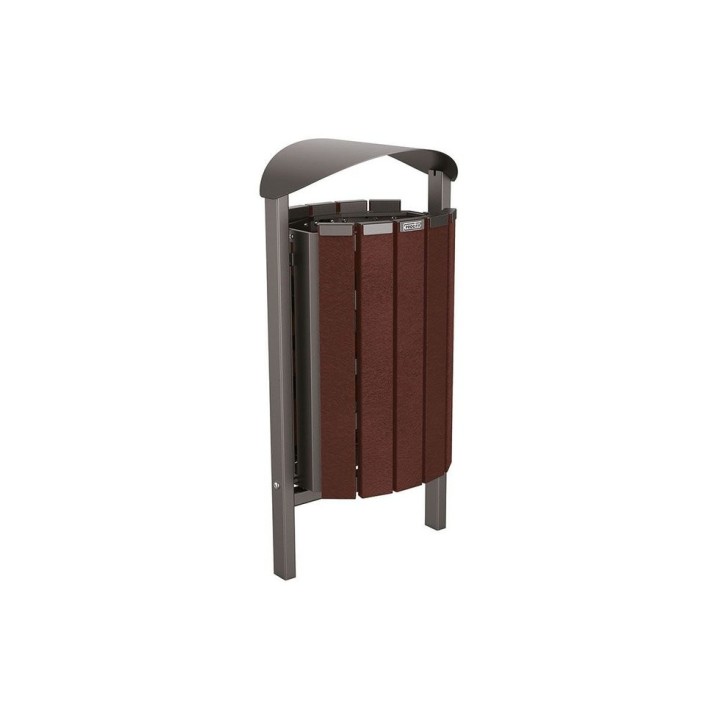 Corbeille Silaos acier et plastique recyclé 50 litres Procity - Scellement direct - Sans cendrier - Gris Procity