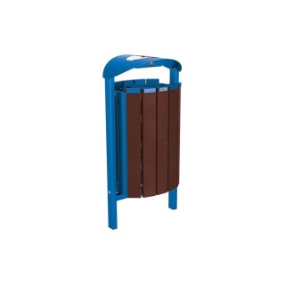 Corbeille Silaos acier et plastique recyclé 50 litres Procity - Scellement direct - Avec cendrier - Bleu gentiane