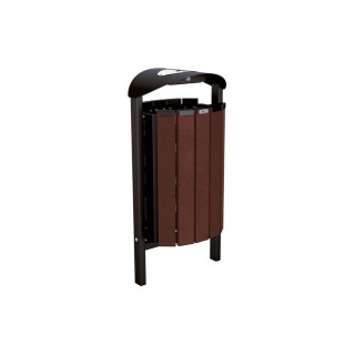 Corbeille Silaos acier et plastique recyclé 50 litres Procity - Scellement direct - Avec cendrier - Noir foncé