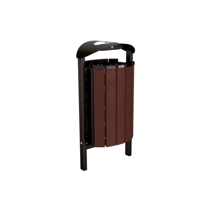 Corbeille Silaos acier et plastique recyclé 50 litres Procity - Scellement direct - Avec cendrier - Noir foncé