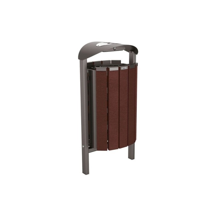 Corbeille Silaos acier et plastique recyclé 50 litres Procity - Scellement direct - Avec cendrier - Gris Procity