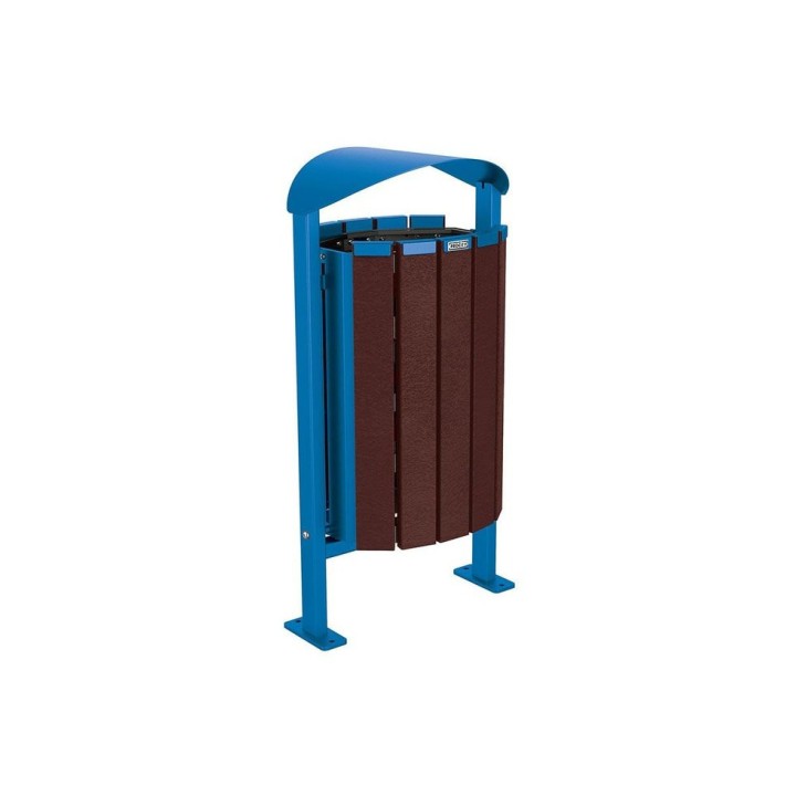 Corbeille Silaos acier et plastique recyclé 50 litres Procity - Sur platines - Sans cendrier - Bleu gentaine