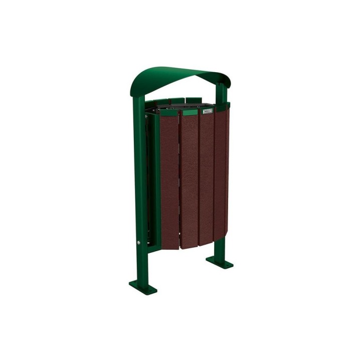 Corbeille Silaos acier et plastique recyclé 50 litres Procity - Sur platines - Sans cendrier - Vert mousse