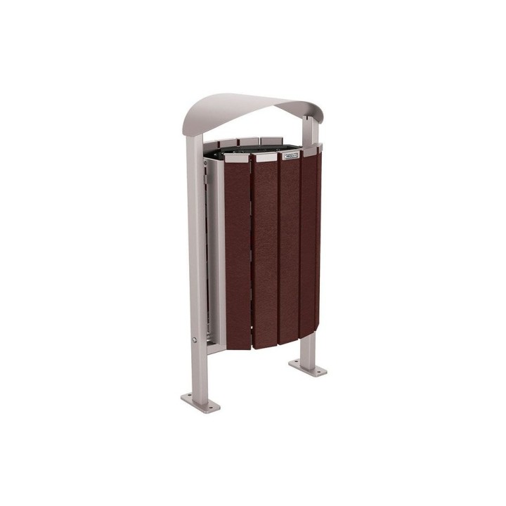 Corbeille Silaos acier et plastique recyclé 50 litres Procity - Sur platines - Sans cendrier - Gris soie