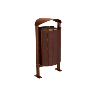 Corbeille Silaos acier et plastique recyclé 50 litres Procity - Sur platines - Sans cendrier - Aspect Corten