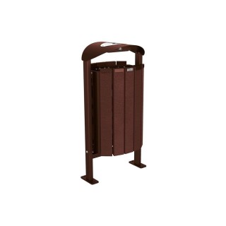 Corbeille Silaos acier et plastique recyclé 50 litres Procity - Sur platines - Avec cendrier - Brun chocolat