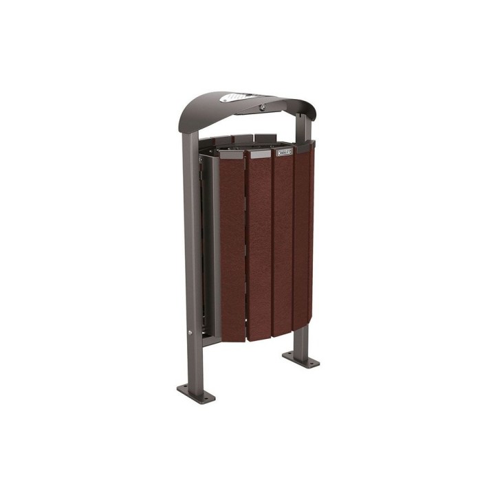 Corbeille Silaos acier et plastique recyclé 50 litres Procity - Sur platines - Avec cendrier - Gris Procity
