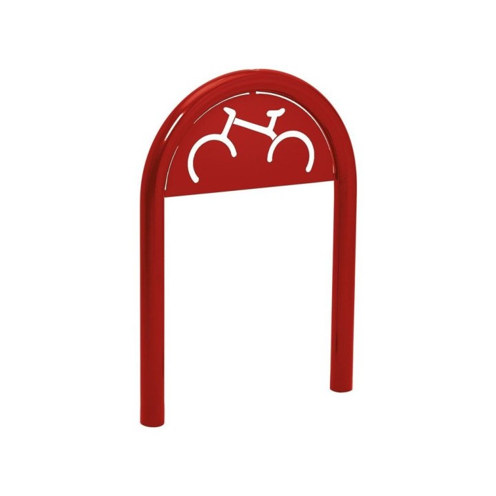 Appui vélos trombone Procity - Ø 60 mm - Avec signalétique - Peint/galva - Scellement direct - Rouge pourpre