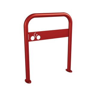 Arceau vélos avec signalétique Procity - Ø 50 mm - Peint/galva - Sur platines - Rouge pourpre