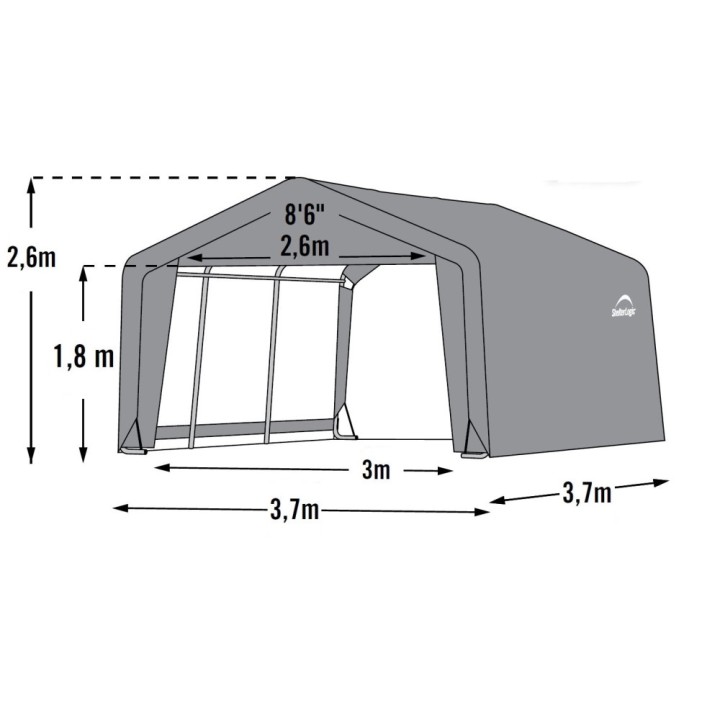 Abri de jardin souple gris en toile imperméable 13,7m² ShelterLogic