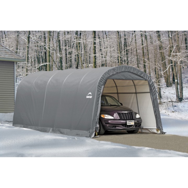 Garage souple gris en toile imperméable 22,57m² Round-Top ShelterLogic