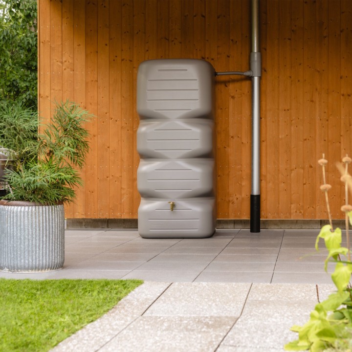 Réservoir de jardin Cubus gris béton avec robinet PE, 1000 litres