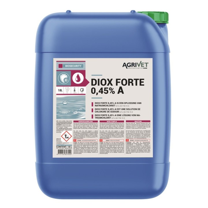 Désinfectant à 2 composants Diox Forte 0,45% A Agrivet - Bidon 18 Litres