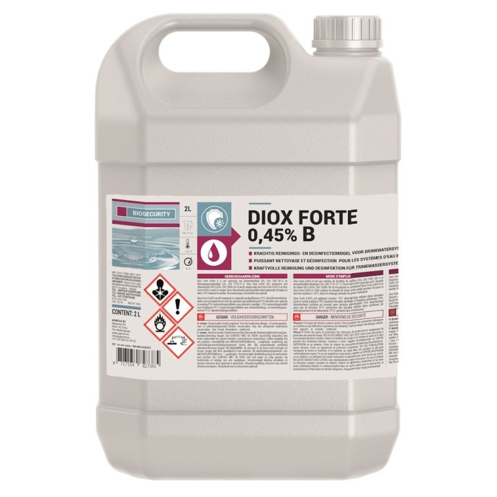 Désinfectant à 2 composants Diox Forte 0,45% B Agrivet - Jerrican 2 Litres