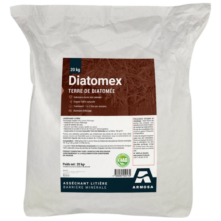 Poudre Terre de diatomée Diatomex - Barrière minérale et asséchante - Sac 20 kg