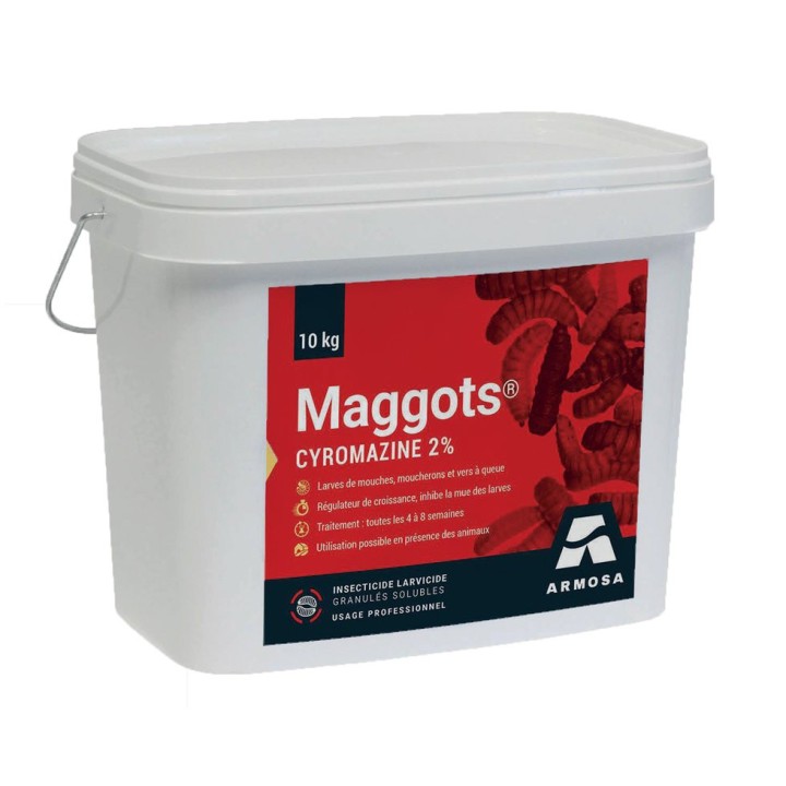 Larvicide Maggots Armosa, en granulés (cyromazine) - Seau 10 kg soit 400 m²