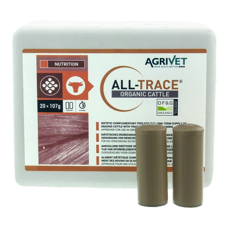 Organic Cattle Bolus Agrivet - Bolus à libération prolongée contenant 6 oligo-éléments - 107 gr.