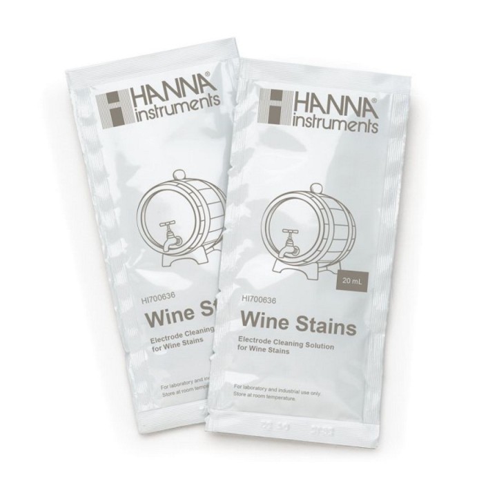 Solution de nettoyage pour électrodes, taches de vin Hanna Instruments - 25 sachets de 20 mL