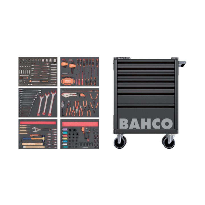 Servante 1472 - 6 tiroirs noirs - 243 outils Bahco