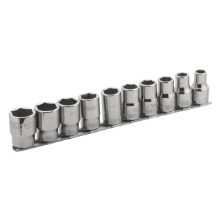 Jeux de 10 douilles 6 pans 1/2” sur réglette Bahco