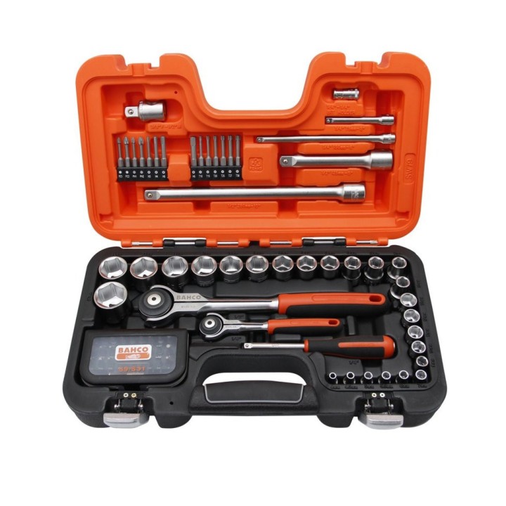 Coffret de douilles 1/4''-1/2'' - 79 pièces cliquet tête pivotante Bahco