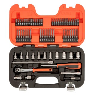 Coffret de douilles 1/4'' - 65 pièces cliquet tête fine Bahco