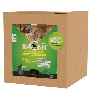 Rodenticide RACAN Bromadiolone sous forme d'appât en grain, carton de 5 kg