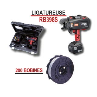 Ensemble ligatureuse RB398S Alsafix, avec 200 bobines fil acier brut TW898