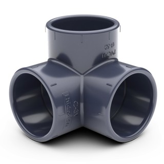 Coude 90° 3 voies PVC