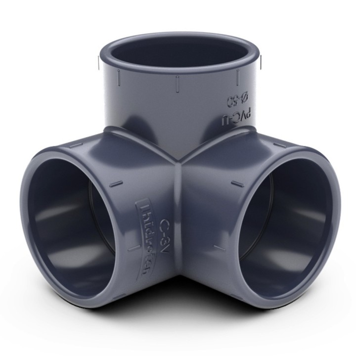 Coude 90° 3 voies PVC