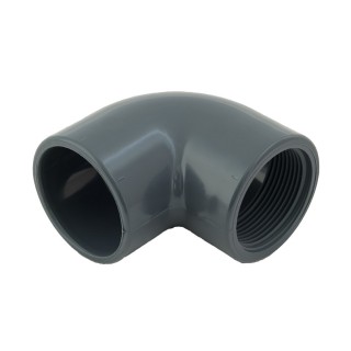 Coude 90° mixte PVC, femelle à coller x femelle à visser, Pression PN10