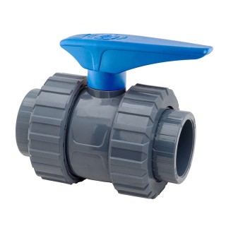 Vanne à boisseau à coller PVC Pression PN16 - poignée bleue
