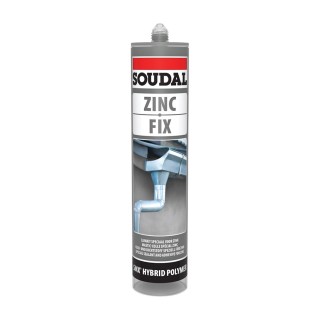 Mastic colle polymère ZINC FIX Soudal, hybride 290 ML - Gris zinc, vendu par 6