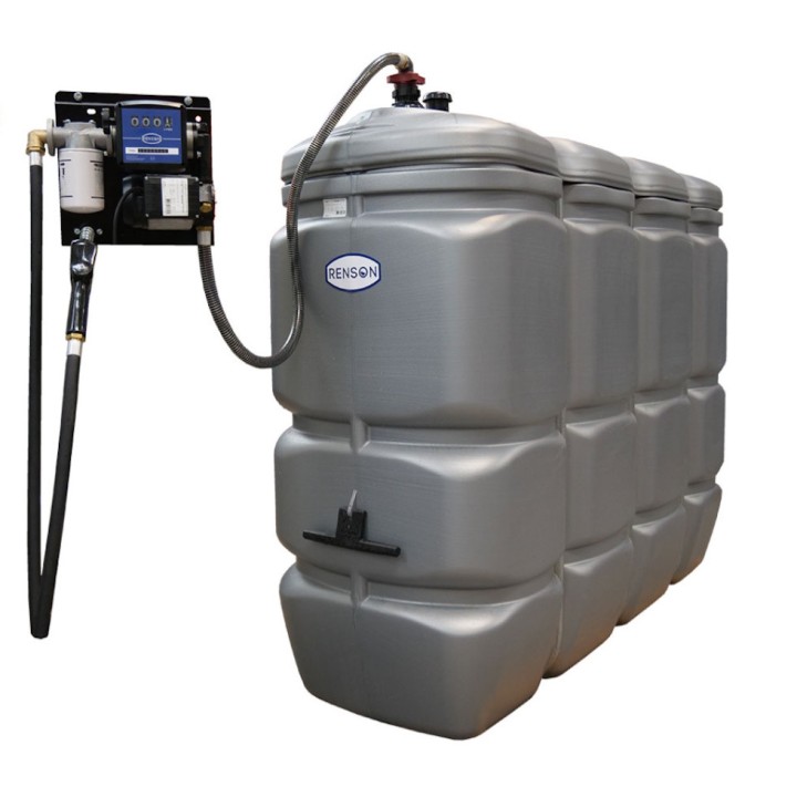 Cuve à fioul 2000L PEHD Renson avec pompe 50L/min et station murale - Renforts latéraux