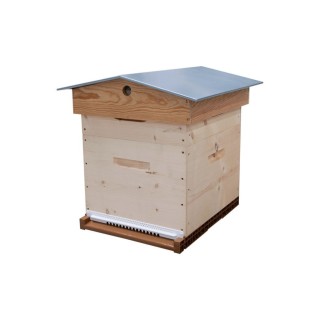 Ruche complète Dadant 10 cadres toit chalet (cadres filés, plateau fond plastique aéré) - Thomas Apiculture