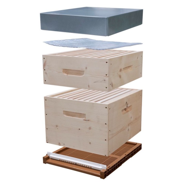 Ruche complète Dadant 10 cadres (cadres filés - toit en tôle 100 mm) - Thomas Apiculture