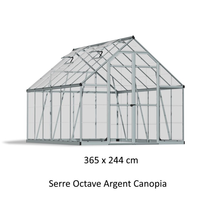 Serre de jardin Octave 9m² Argent Canopia