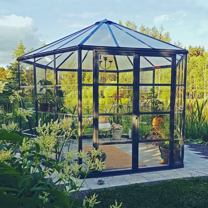 Serre de jardin hexagonale Oasis Grise Canopia