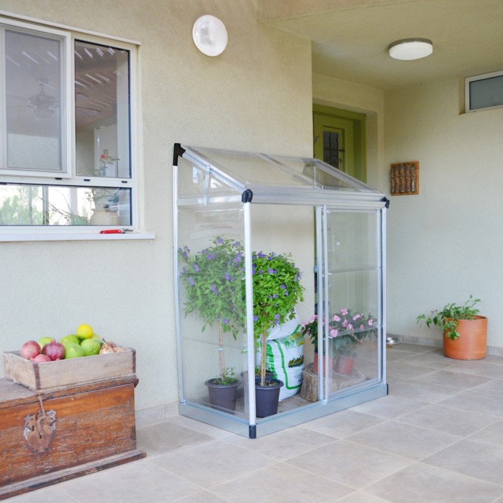 Serre de jardin adossée Lean To 0.8 m² Argent Canopia