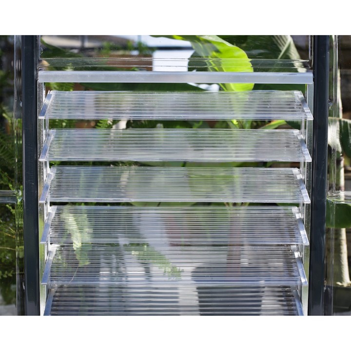 Lucarne latérale manuelle Canopia pour serre de jardin argent