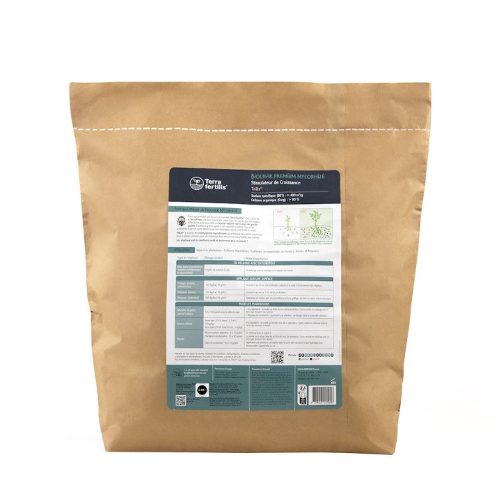 Biochar mycorhizé Trilis Terra fertilis - Granulométrie 1-2 mm, 5 et 10 kg