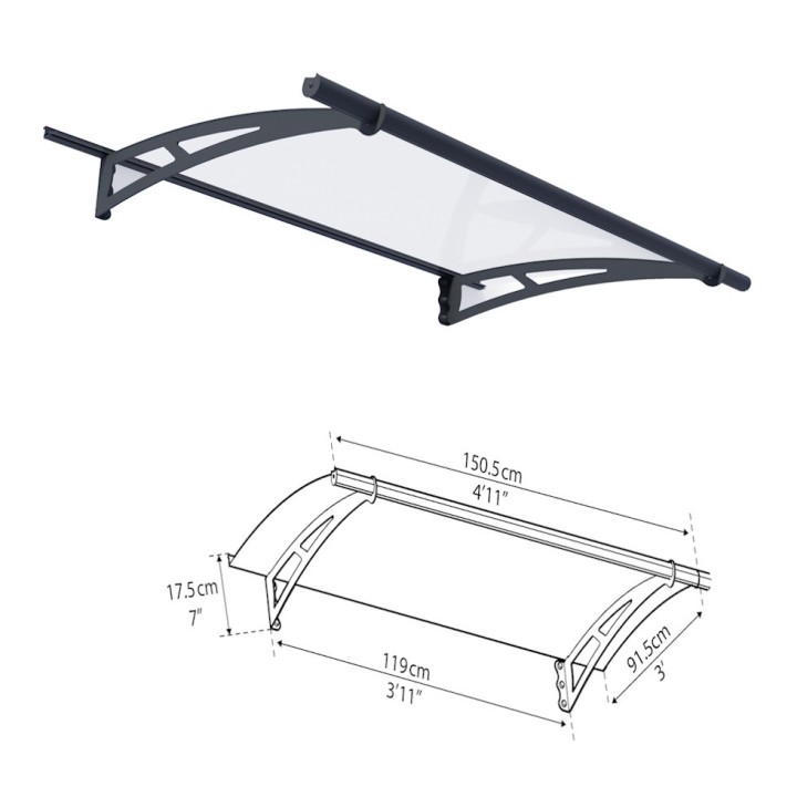 Auvent de porte Aquila en kit Canopia - vitrage transparent