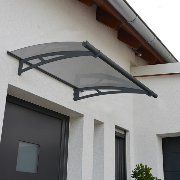 Auvent de porte Aquila en kit Canopia - vitrage gris solaire