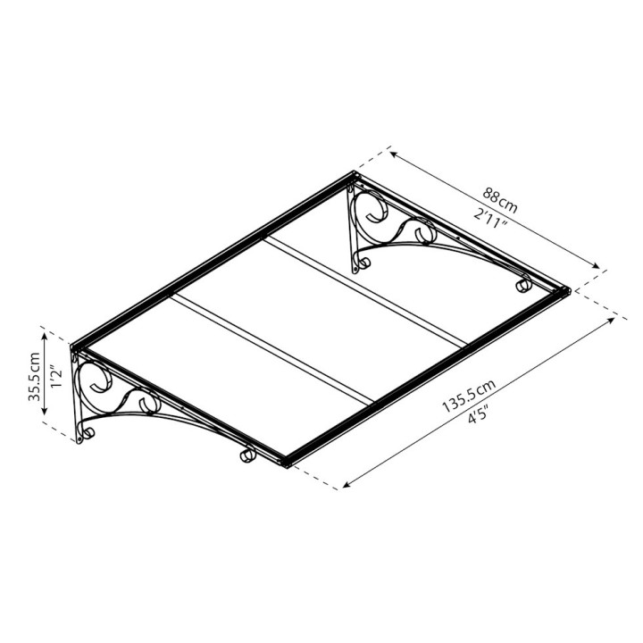 Auvent de porte Venus en kit Canopia - vitrage transparent -135,5 x 88 cm