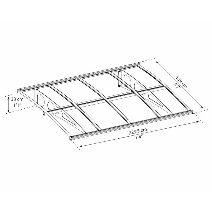 Marquise de porte Bordeaux Canopia - Vitrage translucide