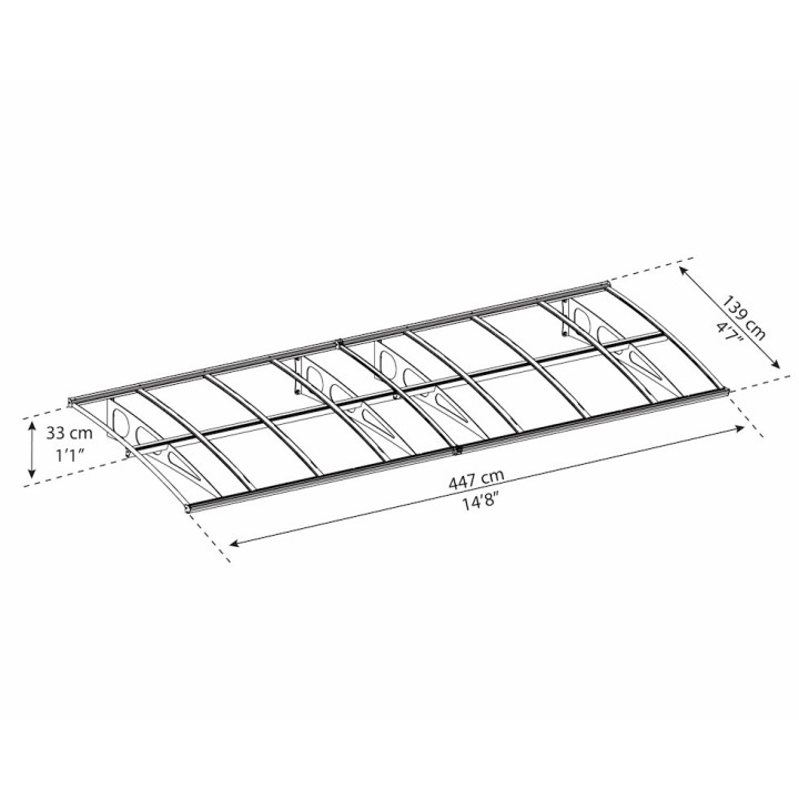 Marquise de porte Bordeaux Canopia - Vitrage translucide