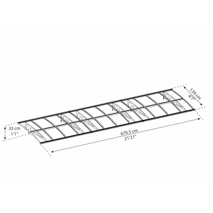 Marquise de porte Bordeaux Canopia - Vitrage translucide